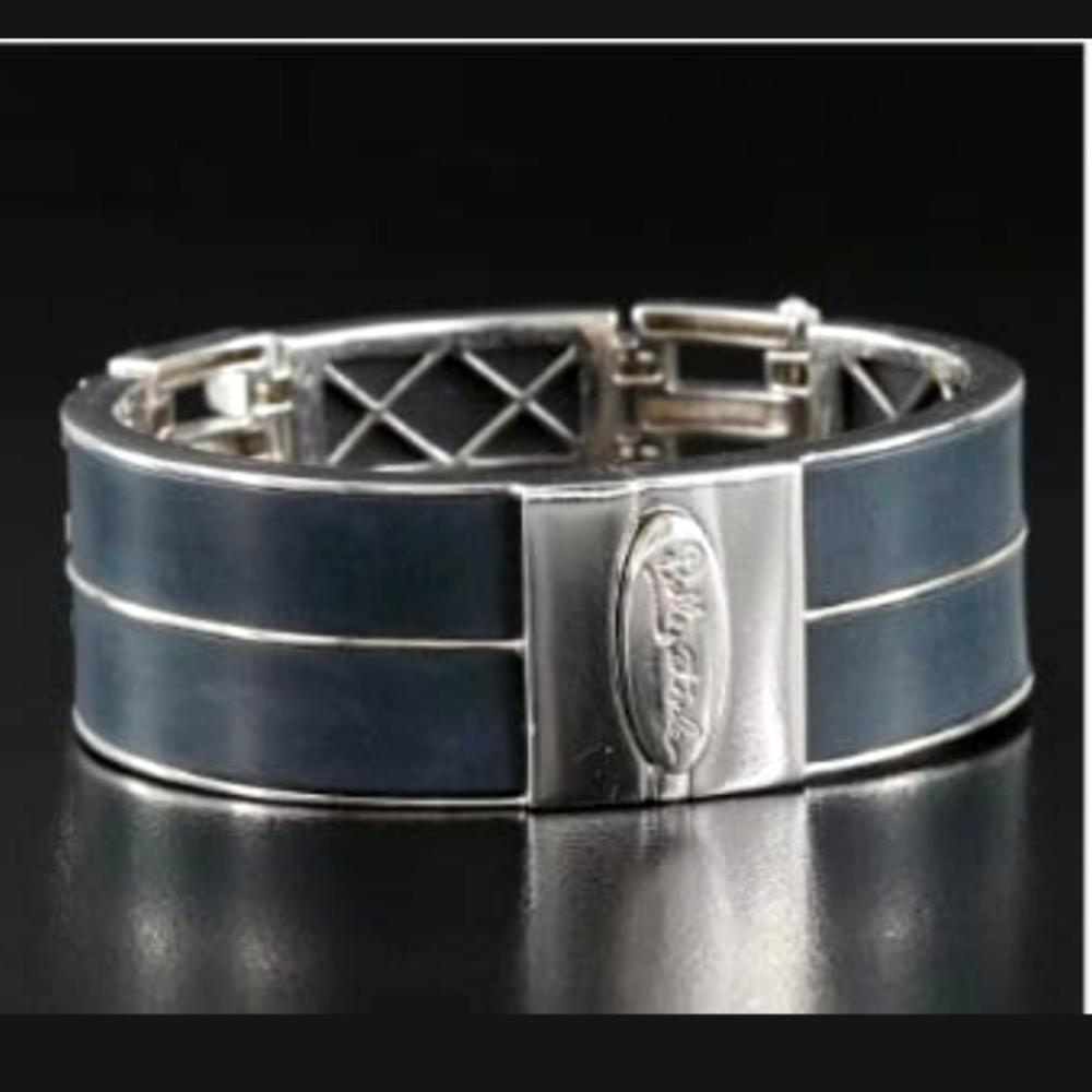 Belle Étoile Sterling Silver Heavy Handmade Italian CZ Rubber Bracelet